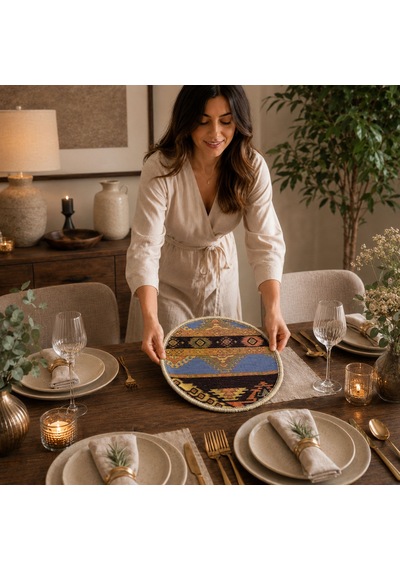 Bk Gift 6 Adet El Yapımı Anadolu İzleri Kilim Kumaşı Supla Koleksiyonu 27cm -7 Haki