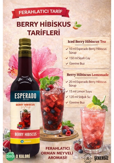 Berry Hibiskus Şekersiz Meyve Kokteyli Konsantresi 750 Ml - 1:5