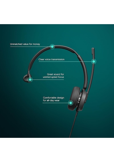 Impact 430 - Çift Mikrofonlu Mono Kulak Üstü Kulaklık, Gürültü Engelleme, Usb-c/usb-a Bağlantısı, Ev Ofisi, Tak Ve Çalıştır, Yakınlaştırma, Uc - Mono
