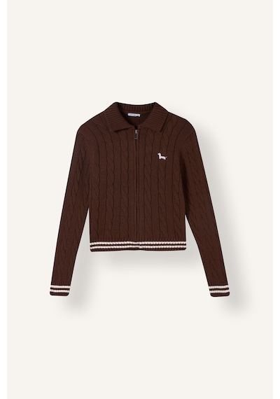 Defacto Regular Fit Polo Yaka Saç Örgü Fermuarlı Hırka H2148ax26aubn450 Kahve-bn450