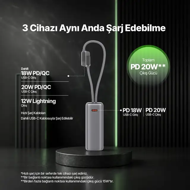2bb278ug Ttec Recharger Pro Tft 10.000mah Pd 20w Usb-c Ve Lightning Dahili Kablolu Taşınabilir Hızlı Şarj Aleti / Powerbank 2bb278 Gri 2bb278ug Ttec Recharger Pro Tft 10.000mah Pd 20w Usb-c Ve Lightning Dahili Kablolu Taşınabilir Hızlı Şarj Aleti / Powerbank 2bb278 Gri