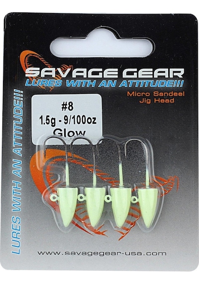Savage Gear Lrf Micro Sandeel 1,5gr 8 4pcs Glow Jig Head