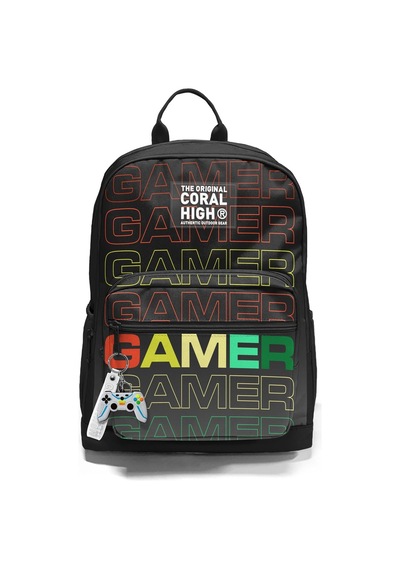 Coral High Siyah Gri Gamer Desenli Okul Sırt Çantası 23640