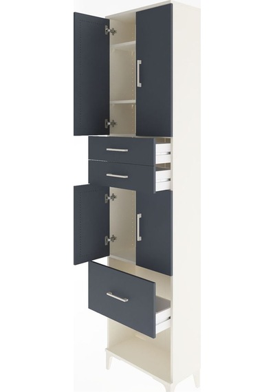 Arges Dolap 4 Raflı 3 Çekmeceli 4 Kapaklı 60x30x243 Aytaşı-antrasit Aytası