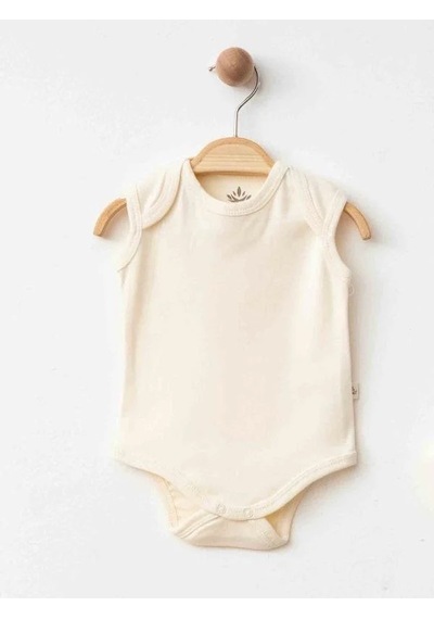 Zekids Bebek Organik Pamuklu Kolsuz Çıtçıtlı İkili Body Set-15901 Krem
