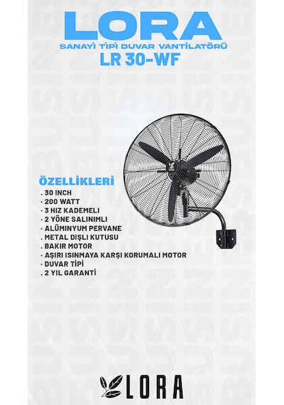 Lora 30 İnç Duvar Tipi Sanayi Vantilatör