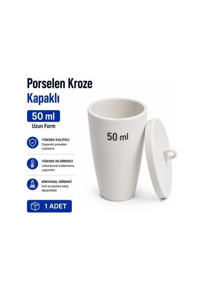 Porselen Kroze Kapaklı Uzun Form 50 ML 1 Adet