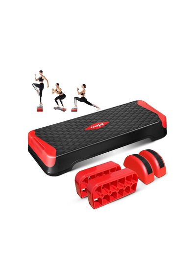 2'si 1 Arada Ayarlanabilir Aerobik Adım Platformu Fitness Egzersiz Stepper, Ekstra Yarım Yuvarlak Bacaklı, Ev Egzersi