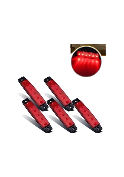 Ahmet Otomotiv Dorse Parmak Lamba 12 -24 Volt 6 Ledli Kırmızı Renk 10 Adet Parmak Led Dorse Kamyon Led Lamba