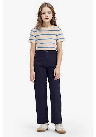 Defacto Kız Çocuk Straight Fit Geniş Bol Paça Cepli Pamuklu Okul Pantolonu C9471a825aunv253 Lacivert