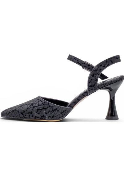 Hbz 0615 Simli Kadın Stiletto siyah