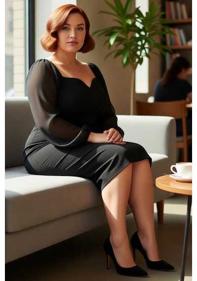 Ersefa Kadın Büyük Beden Bodycon Midi Uzun Kollu V Yaka Dokuma Elbise Şı Siyah