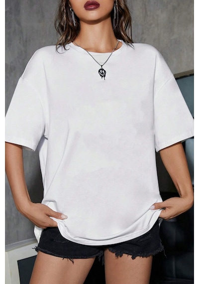 Unisex Butterfly Baskılı T-shirt Beyaz