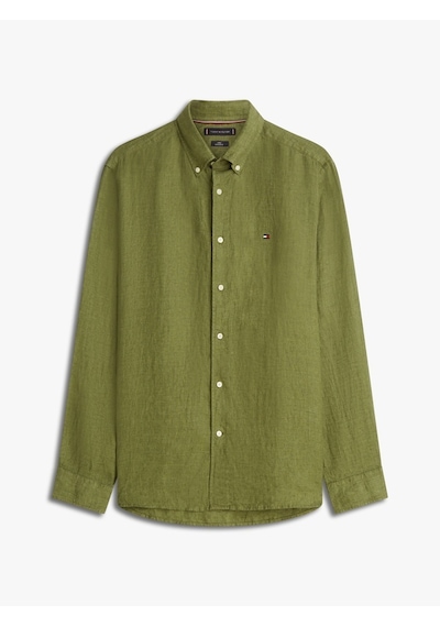 Tommy Hilfiger Pıgment Dyed Lı Solıd Rf Shırt Erkek Yeşil Gömlek - Mw0mw41530