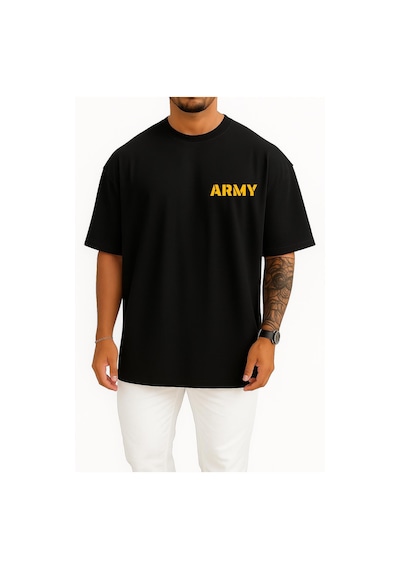 Bahriyeli Collection Oversize Army Cep Tasarımlı Unisex T-shirt SIYAH