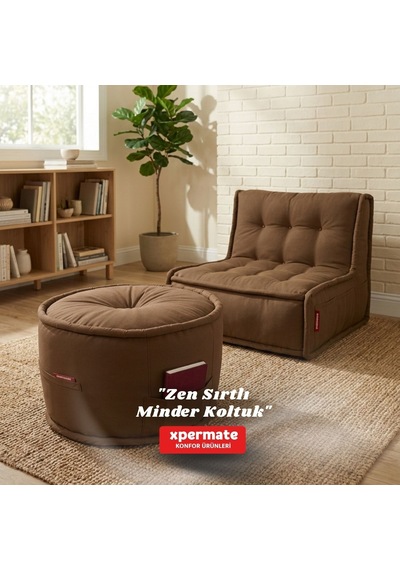 Xpermate Zen Sırtlı Minder İskandinav Tarzı Minder 80x60 Kahveren
