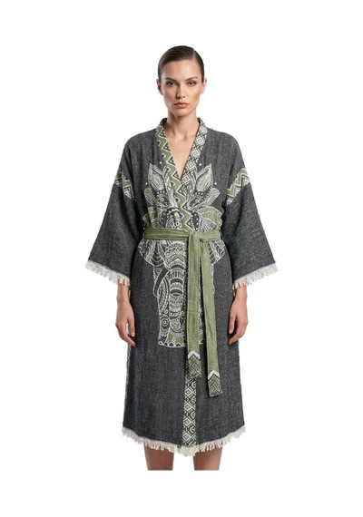 Brandsmiths Green-black Elephant Kimono Sarı