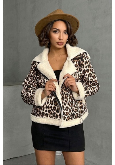 Verymoda Leopar Desenli Peluş Mont F1858 Leopar D1