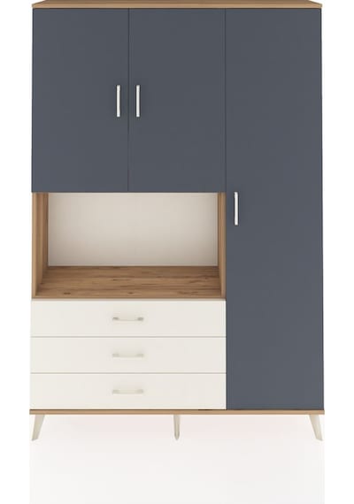 Arges Dolap 7 Raflı 3 Çekmeceli 3 Kapaklı 132x30x195 Çam-antr... Çam