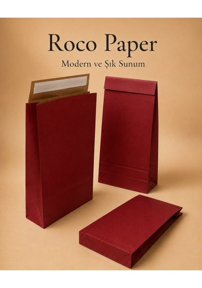 Yapışkan Bantlı Kraft Kese Kağıdı, Bordo Renk, 30x40x10 Cm - 24'lü Paket, Hediye Ve Kargo Zarfı