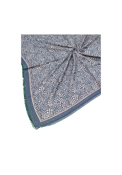 Mim Eşarp Ebruli Kışlık Desenli Eşarp 95x95 Cm Mavi
