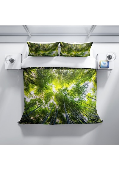 Cattleya Forest 1 3D Pamuk Saten Çift Kişilik Nevresim Takımı