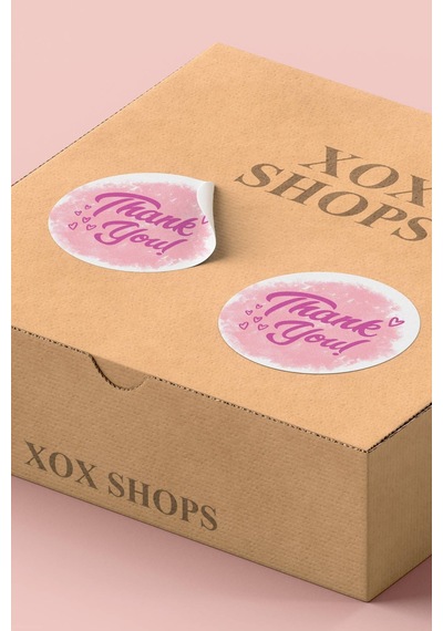 Koyu Pembe Suluboya Thank You Sticker 3x3cm St2208 Çok Renkli