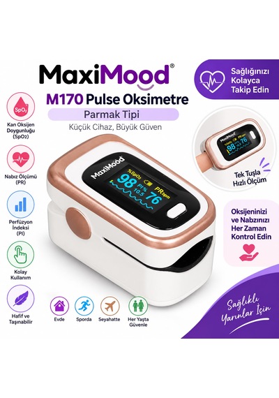 Maximood M170 Pulse Oksimetre Parmak Tipi Oksijen Satürasyon Cihazı