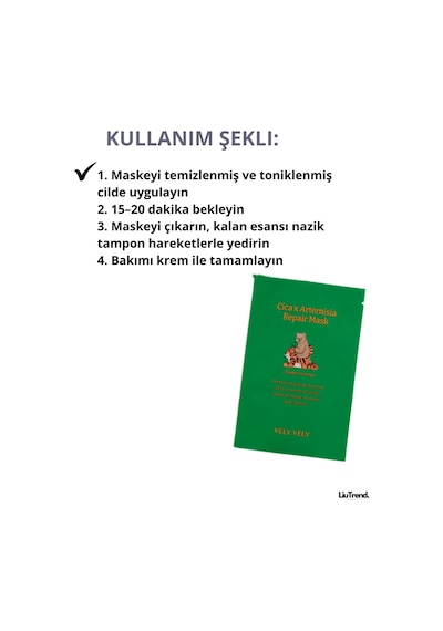 Vely Vely Vely Velycica X Artemisia Repair Mask 1ad Pelin Otu Ve Centella Özü Canlandırıcı Maskesi