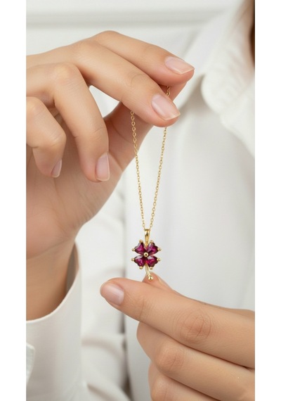 Çekirdekjewelry 925 Ayar Gümüş Altın Kaplama Yonca Kolye Sarı