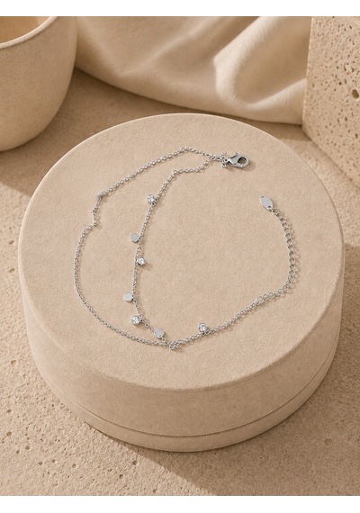 Valmont Accessories Kadın Gümüş Renk Pullu Sallantılı Çift Zincir Halhal