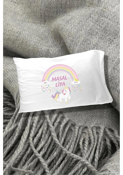 Unicorn Gökkuşağı Pamuklu 30x45 cm Yastık Kılıfı
