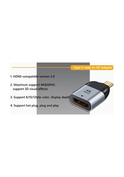 Type C To Hdmi 4k 60hz Çevirici Dönüştürücü Mini Adaptor