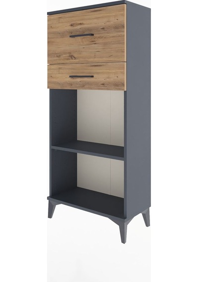 Arges Dolap Tek Raflı 2 Çekmeceli 60x30x134 Antrasit-çam Antrasit
