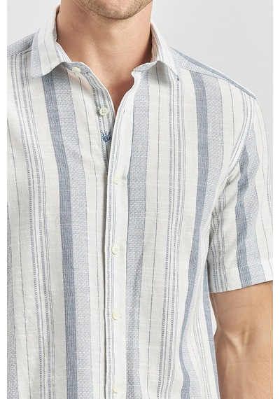 İmza Koyu Lacivert Kısa Kollu Çizgili Armürlü Pamuklu Casual Slim Fit Dar Kesim Gömlek 1004240243 Koyu Lacivert İmza Koyu Lacivert Kısa Kollu Çizgili Armürlü Pamuklu Casual Slim Fit Dar Kesim Gömlek 1004240243 Koyu Lacivert