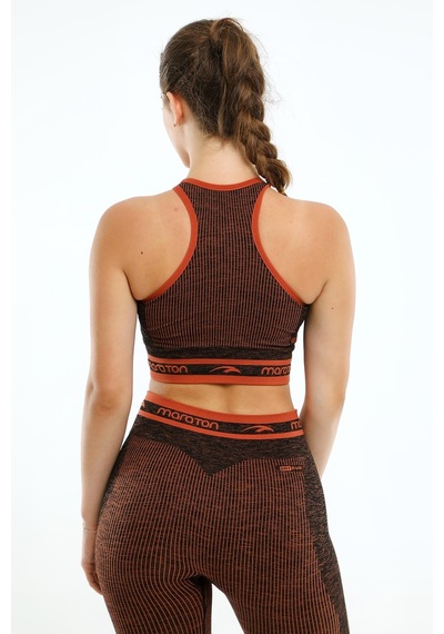 Maraton Active Slimfit Kadın Bisiklet Yaka Kolsuz Basic Kiremit Bra 813076-Kiremit