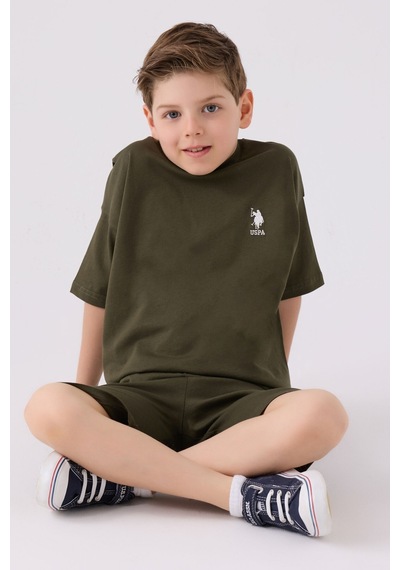 U.S. Polo Assn. Erkek Çocuk Koyu Haki Bermuda Takımı 5274-43684 Koyu Haki