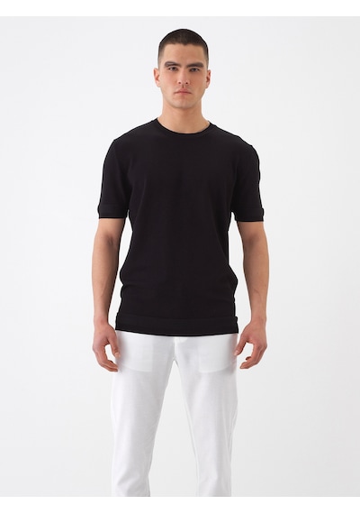 Xint Siyah Doğal Dökümlü Regular Fit Kazak 801894