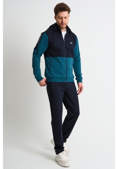 Shooter Sportswear Shooter Premium Erkek Eşofman Takımı Mevsimlik Kapüşonlu Rahat Kalıp Petrol Mavisi