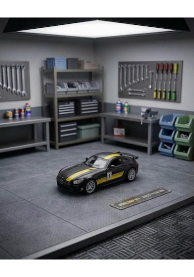 Süper Yarış Arabası Mercedes-AMG GT Çek-Bırak Açılabilir Kapılı 12 cm Oyuncak Araba Siyah