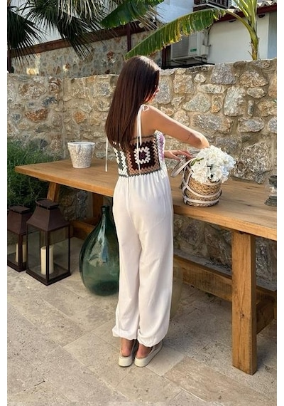 Jasmin Süzüneli Keten Tulum 1280-08 Ekru