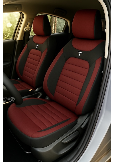 Renault Megane 2 Hatchback 2007 Aracınıza Uyum Sağlayan Tam Takım Oto Koltuk Kılıfı - Batman Serisi Bordo