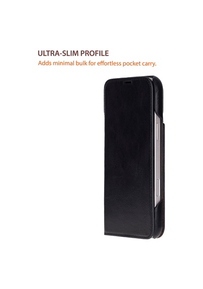 Bloomcase Sonat Obsidian Black Hakiki Deri Apple Uyumlu iPhone 17 Air 6.5" Folio Kılıfı Siyah