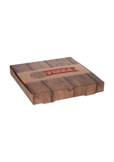 Ahşap Baskılı Pizza Kutusu 28 CM 28 x 28 x 4 CM  300 Adet