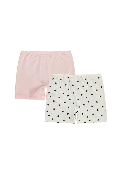 Civil Girls Mini Desenli 2-12 Yaş Kız Çocuk 2'li Boxer Çok Renkli