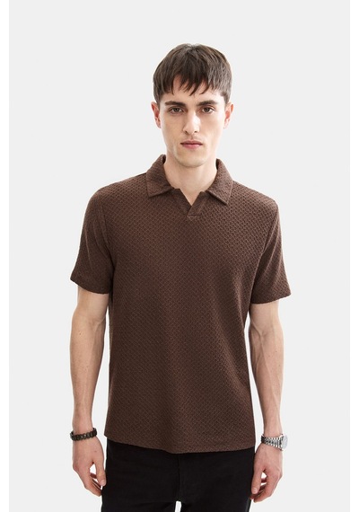 Backandbond Kahve Regular Fit Örme Polo Yaka Tişört