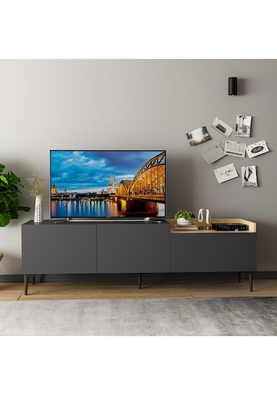 Mia TV Sehpası – Antrasit & Safir Meşe Detaylı Modern Televizyon Sehpası Mia TV Sehpası – Antrasit & Safir Meşe Detaylı Modern Televizyon Sehpası