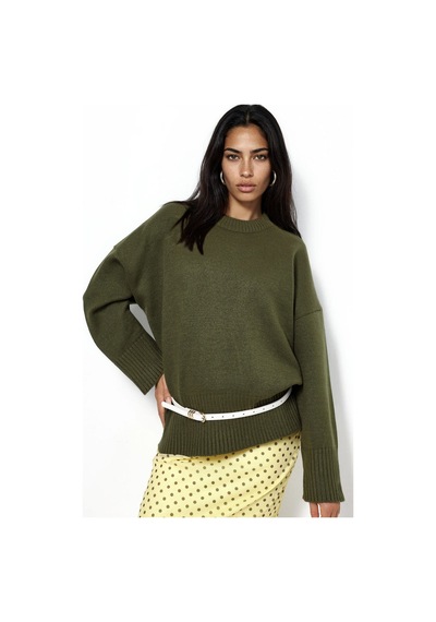 Hiccup Oversize Bisiklet Yaka Örme Kazak Yeşil
