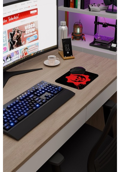 Gears Of War Kaymaz Dikişli Kauçuk Oyuncu Mousepad V2 - 22x18 Gaming Mouse Pad Fare Altlığı