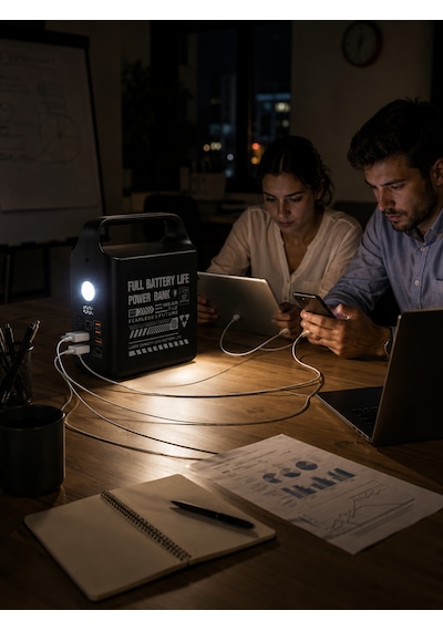 Taşınabilir Güç İstasyonu 100.000 Mah 100w Hızlı Şarj Güçlü Led Aydınlatma Dahili Kablolu Powerbank Siyah